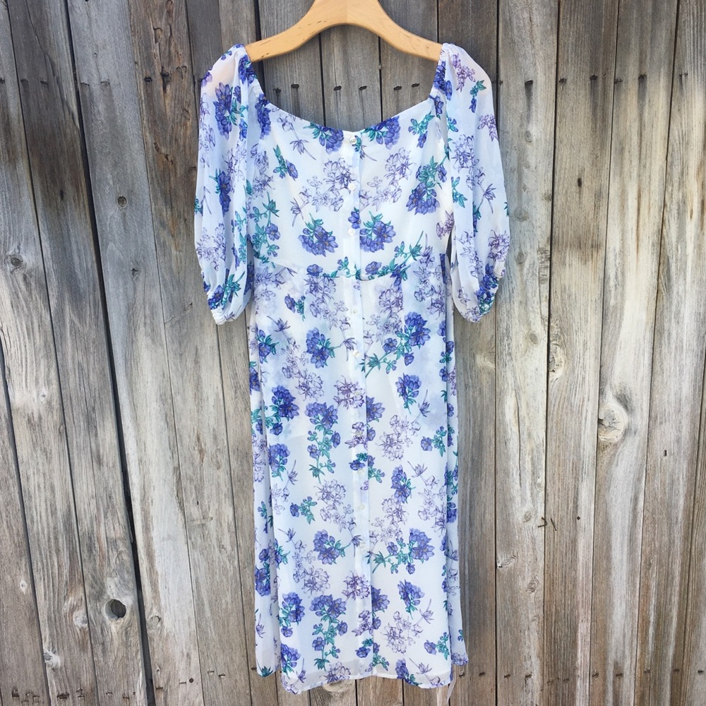 NWT Yumi Kim Boardwalk Floral Print Midi Dress Blue White S